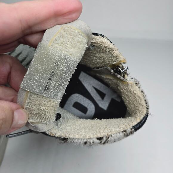 P448 Cow Print Star High-Top Side Zip Softy Glitter Sneaker Size 37 - Picture 11 of 16